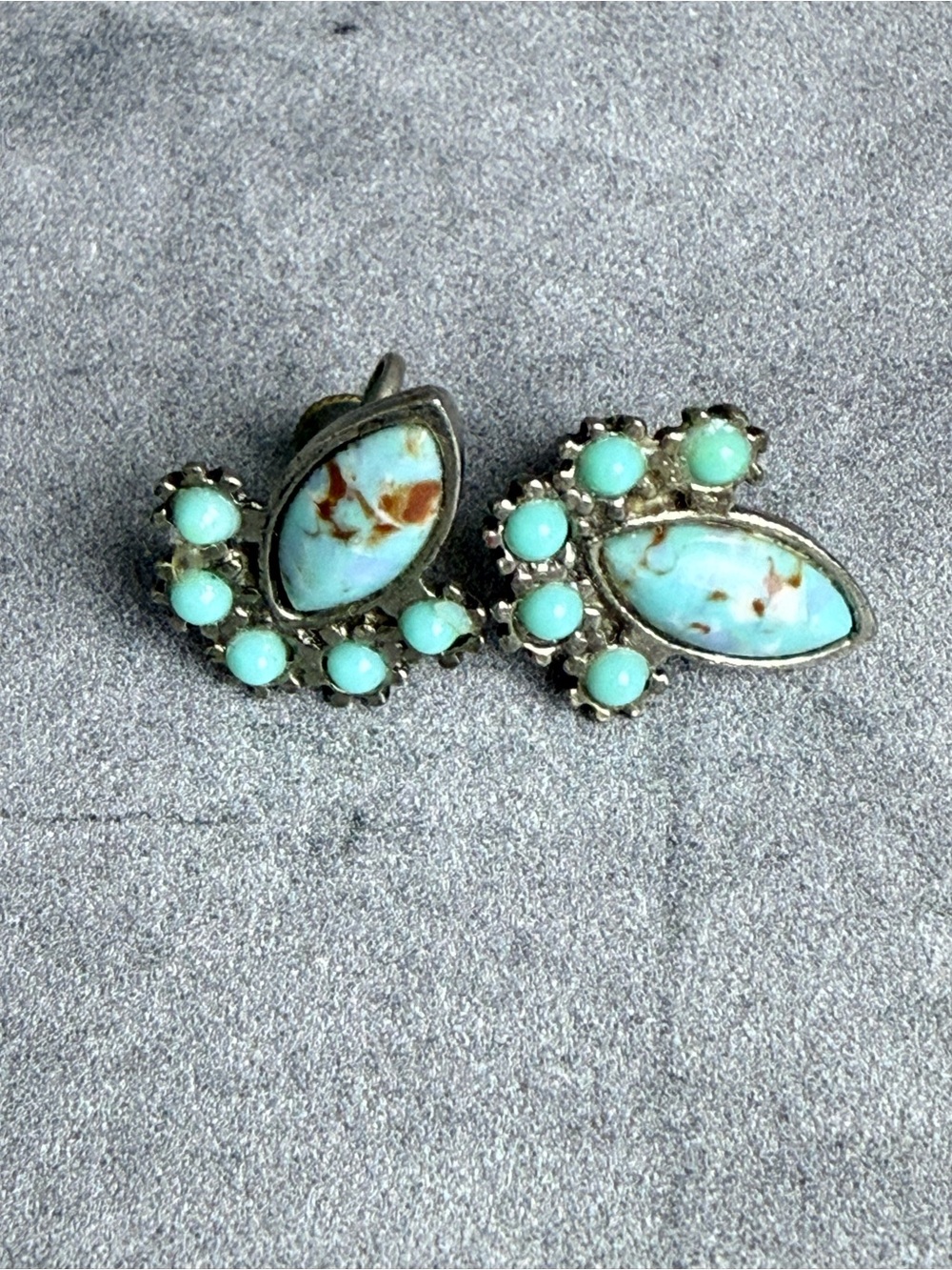 Turquoise Marquise Cluster Stud Earrings - Women Jewelry